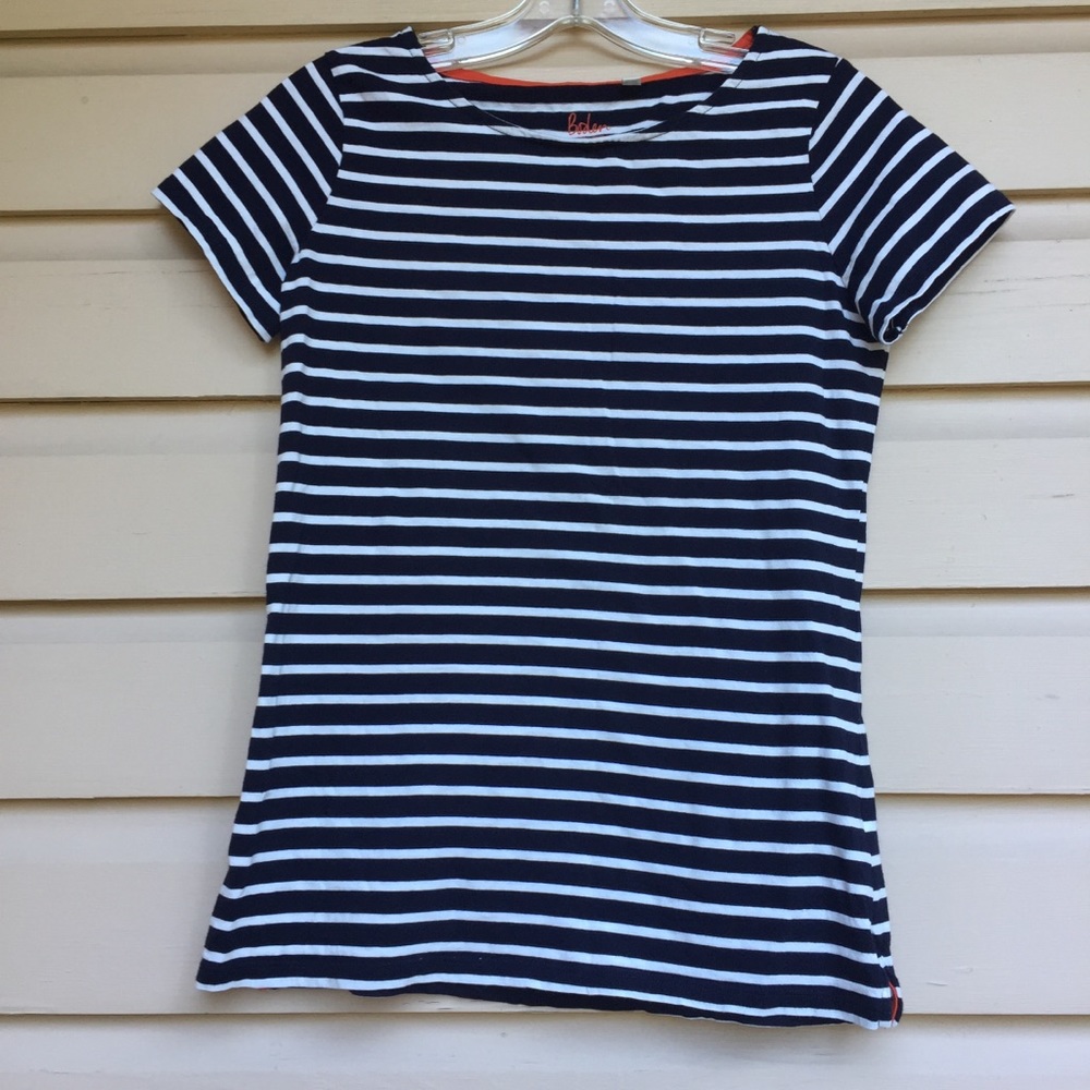 Boden Striped Short Sleeve Tee in Navy and White Size 6